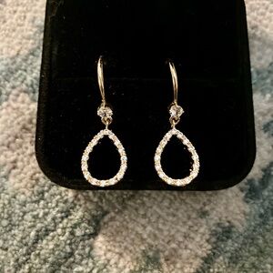 Swarovski Gold Teardrop Crystal Hoop Dangle Earrings